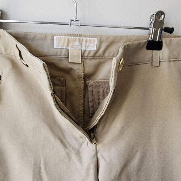 Michael Kors Ankle Length Pants | Women's 8 | Light Tan Zip Pockets Cotton Blend - Picture 3 of 7
